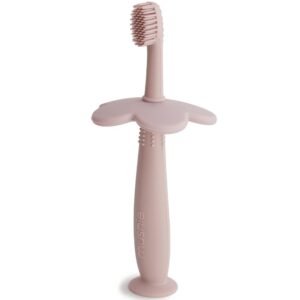 Brosse a dents silicone rose mushie