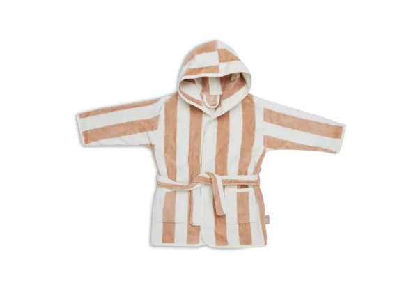 PEIGNOIR DE BAIN BISCUIT STRIPE EPONGE 1 2ANS TISSUS GOTS