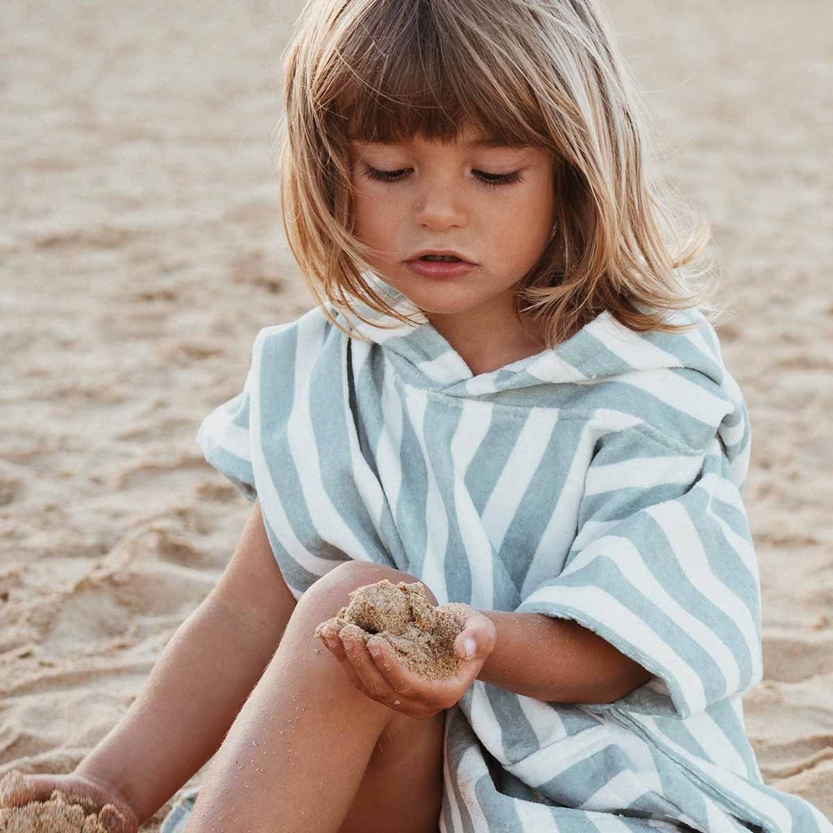 Poncho de plage Enfant Rayé bleu