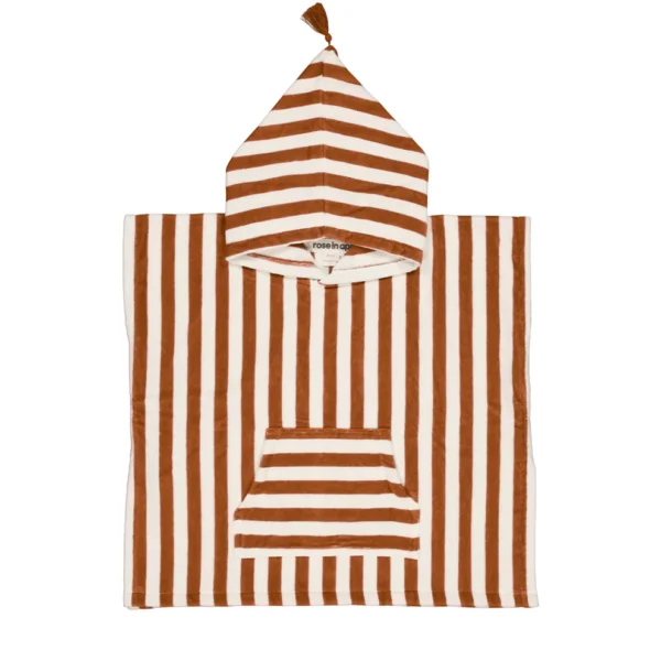 PONCHO DE BAIN SUZON EN EPONGE RAYE CARAMEL 46 ANS