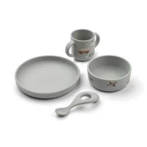 SET REPAS EN SILICONE VEHICULE DOVE BLUE