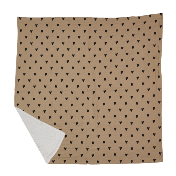 COUVERTURE PILOU COEURS BEIGE